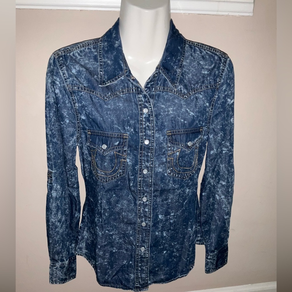 True Religion Western Washed Denim Shirt